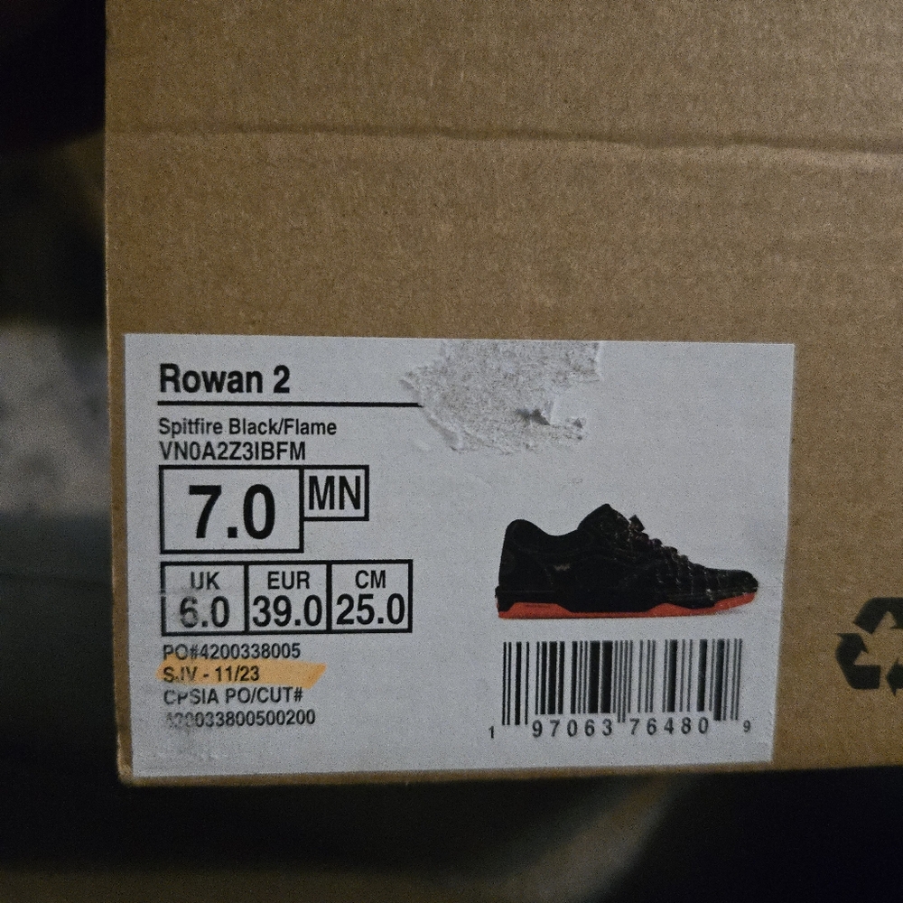 Vans Rowan 2 Skate Men Size 7 Spitfire Pro Impactwaffle Black and Orange 112025 - Picture 12 of 12